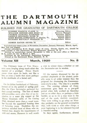 March 1920 | Dartmouth Alumni Magazine