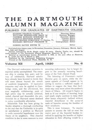 April 1920 | Dartmouth Alumni Magazine