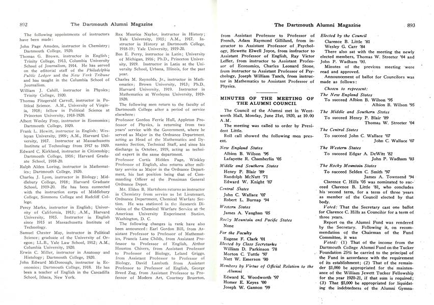 MINUTES OF THE MEETING OF THE ALUMNI COUNCIL