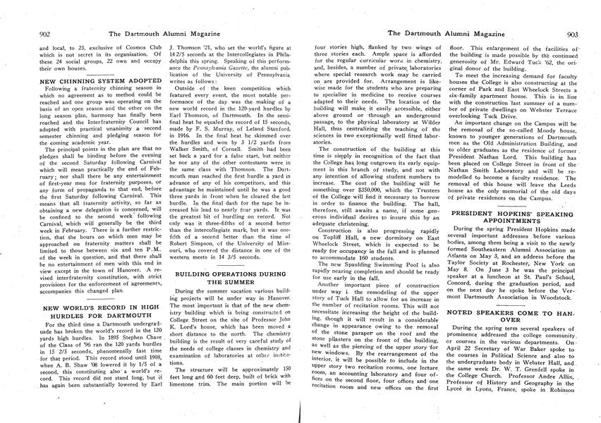 PRESIDENT HOPKINS' SPEAKING APPOINTMENTS