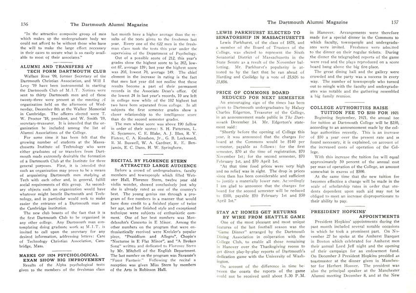 COLLEGE AUTHORITIES RAISE TUITION FEE TO $250 FOR 1921