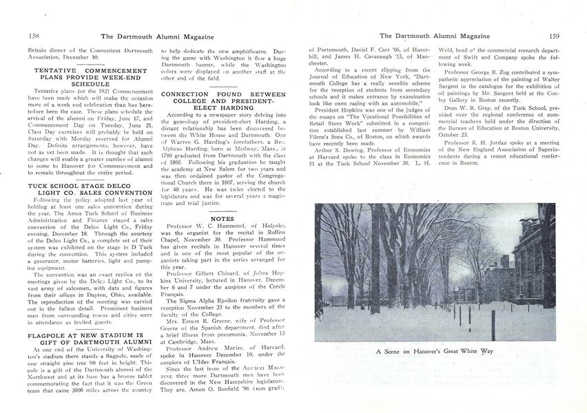 CONNECTION FOUND BETWEEN COLLEGE AND PRESIDENTELECT HARDING