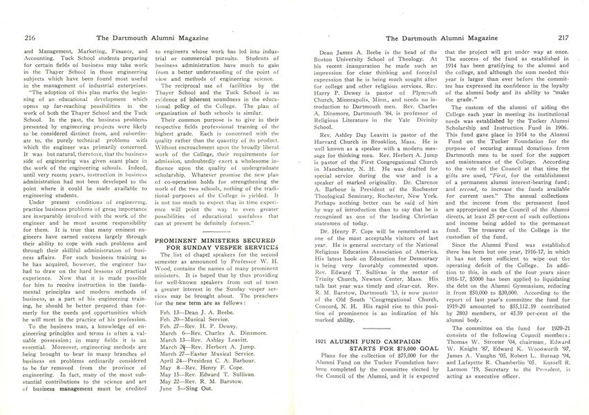 1921 ALUMNI FUND CAMPAIGN STARTS FOR $75,000 GOAL
