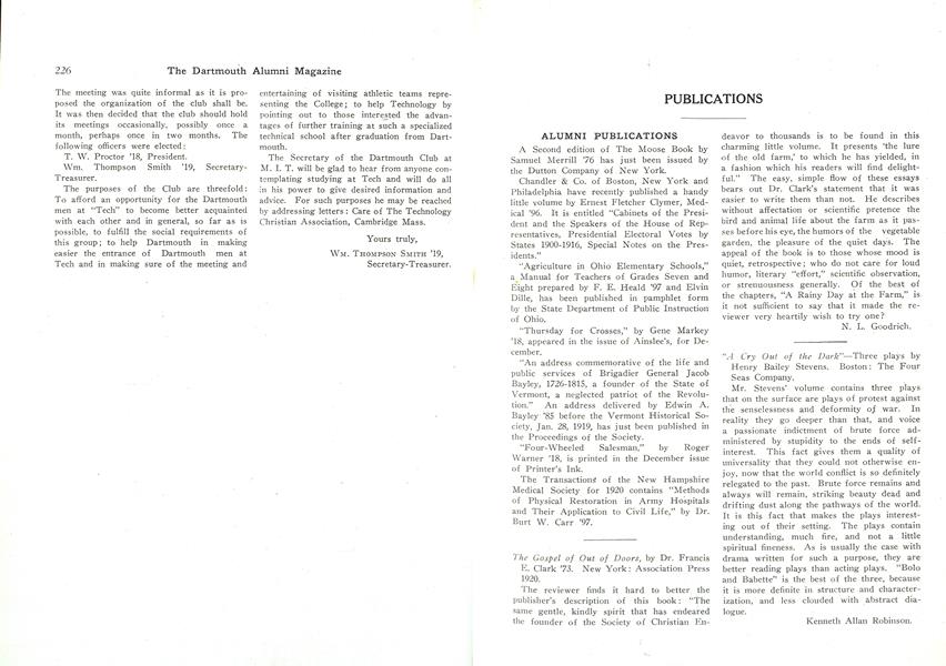 ALUMNI PUBLICATIONS