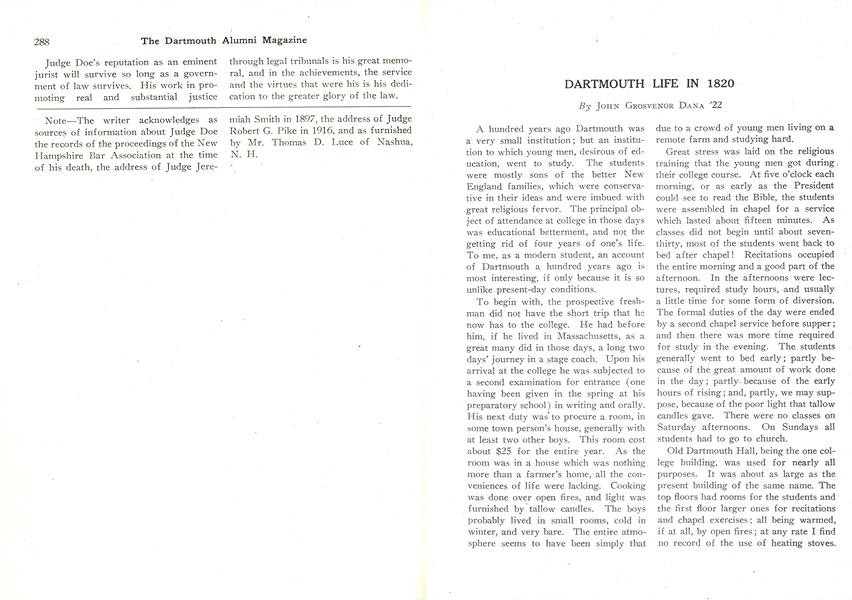 DARTMOUTH LIFE IN 1820