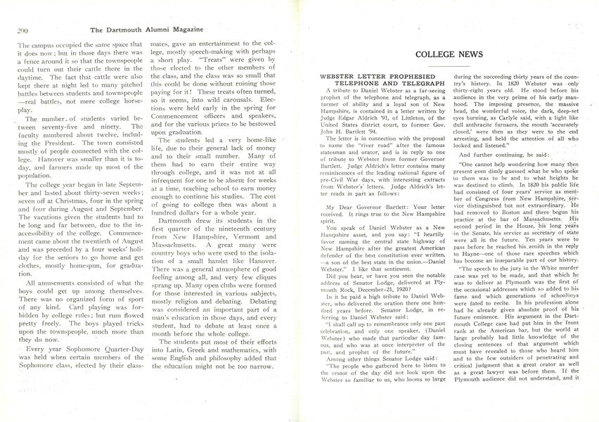 WEBSTER LETTER PROPHESIED TELEPHONE AND TELEGRAPH