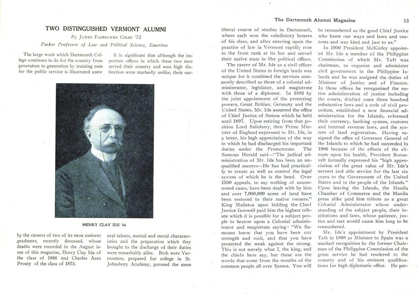 TWO DISTINGUISHED VERMONT ALUMNI