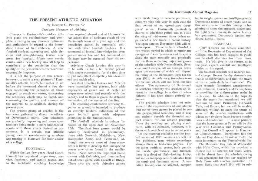 THE PRESENT ATHLETIC SITUATION