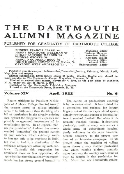 Recent criticisms by President Meiklejohn of Amherst College directed toward