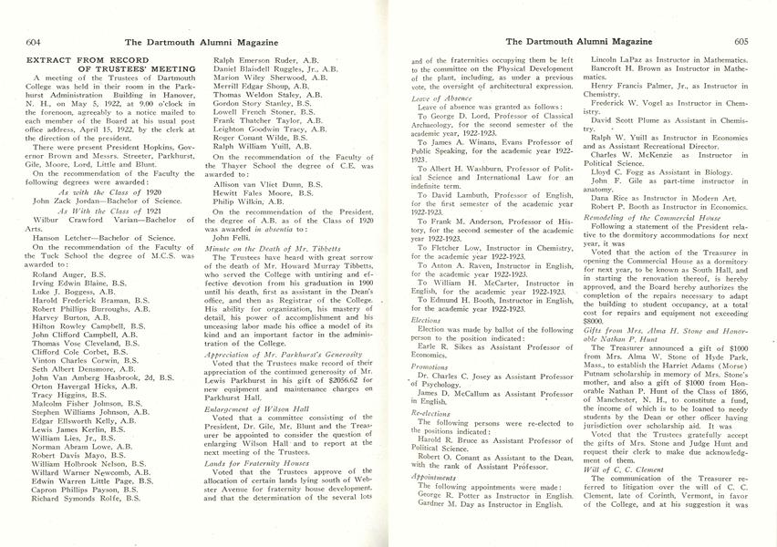 EXTRACT FROM RECORD OF TRUSTEES' MEETING