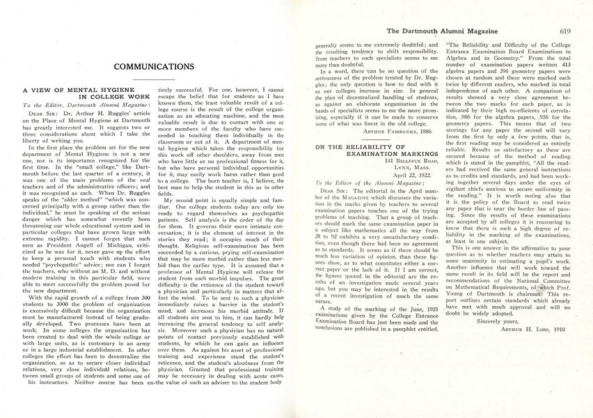 A VIEW OF MENTAL HYGIENE IN COLLEGE WORK