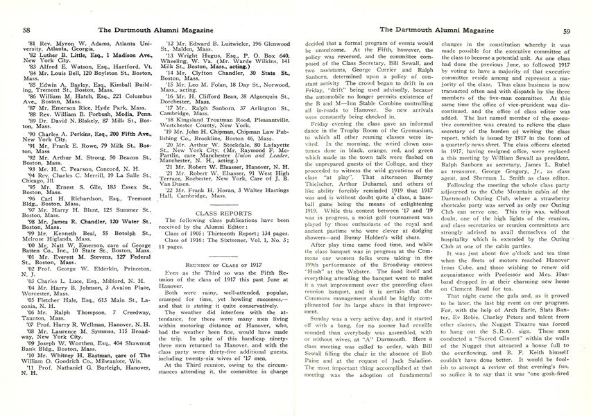 REUNION OF CLASS OF 1917
