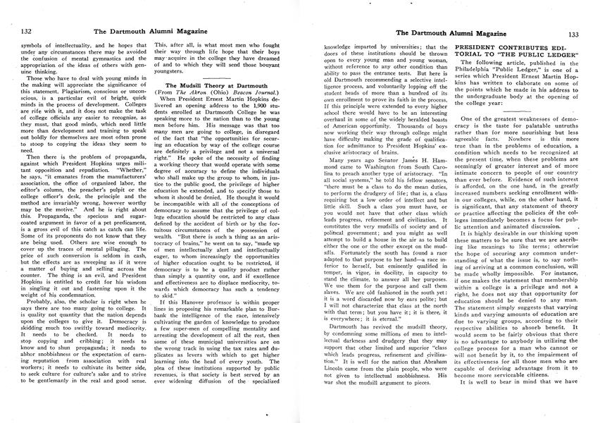 PRESIDENT CONTRIBUTES EDITORIAL TO "THE PUBLIC LEDGER"