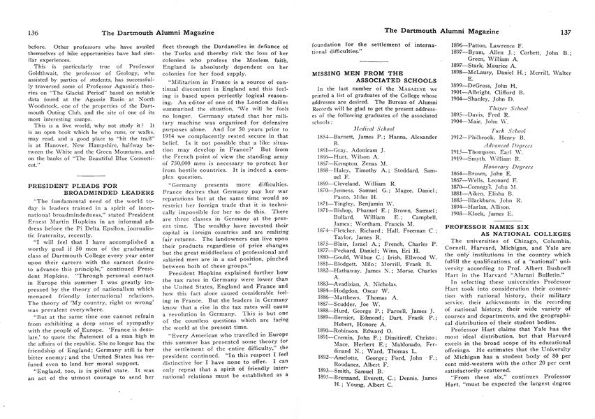 PROFESSOR NAMES SIX AS NATIONAL COLLEGES