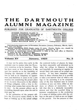 January, 1923 | Dartmouth Alumni Magazine