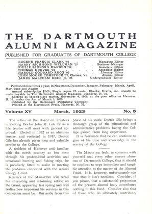 March, 1923 | Dartmouth Alumni Magazine