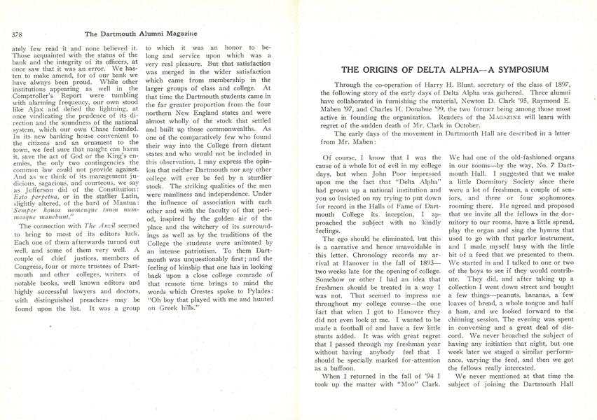 THE ORIGINS OF DELTA ALPHA—A SYMPOSIUM