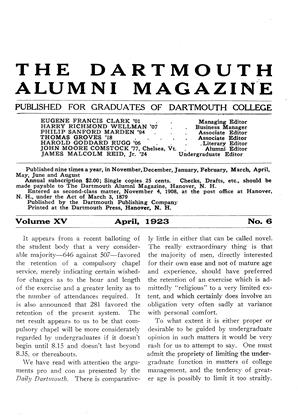 April, 1923 | Dartmouth Alumni Magazine