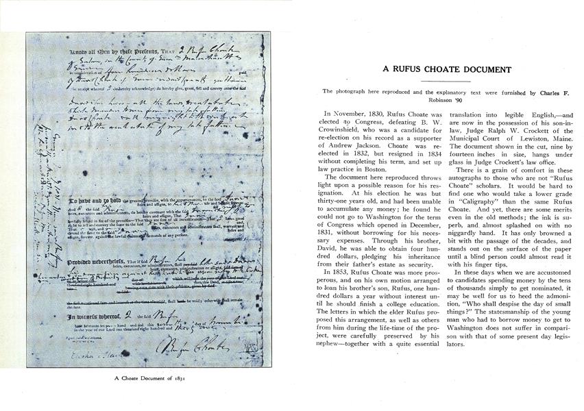A RUFUS CHOATE DOCUMENT