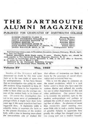 May, 1923 | Dartmouth Alumni Magazine