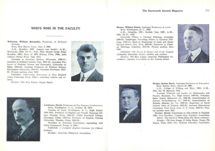 WHO'S WHO IN THE FACULTY