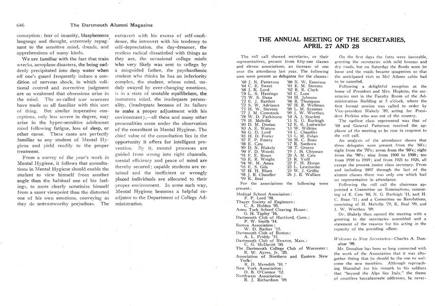 THE ANNUAL MEETING OF THE SECRETARIES, APRIL 27 AND 28