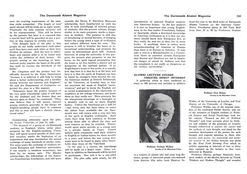 ALUMNI LECTURE COURSE CREATES GREAT INTEREST