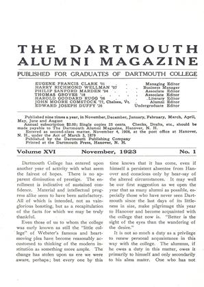 November 1923 | Dartmouth Alumni Magazine