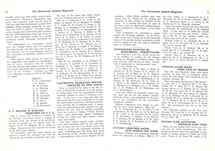 O C. GRAUER '24 ELECTED PRESIDENT OF D. C. A.