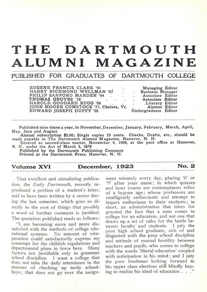 Issue: - December 1923 | Dartmouth Alumni Magazine