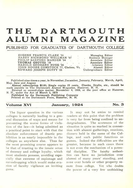 Issue: - January 1924 | Dartmouth Alumni Magazine