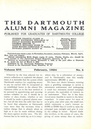 February, 1924 | Dartmouth Alumni Magazine