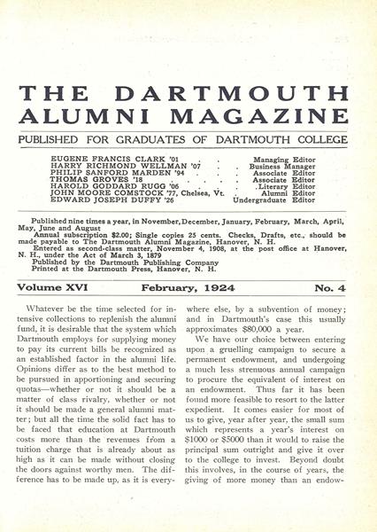 Issue: - February 1924 | Dartmouth Alumni Magazine