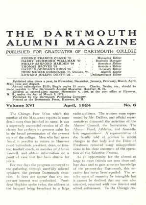 April 1924 | Dartmouth Alumni Magazine