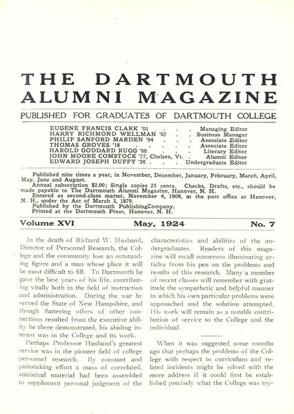 Issue: - May 1924 | Dartmouth Alumni Magazine
