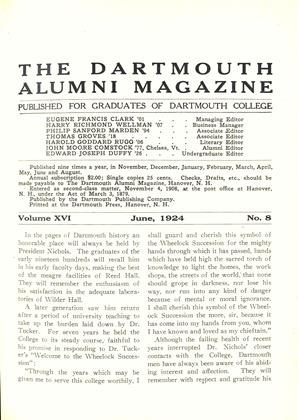 June 1924 | Dartmouth Alumni Magazine