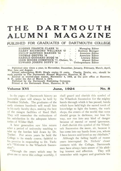 Issue: - June 1924 | Dartmouth Alumni Magazine