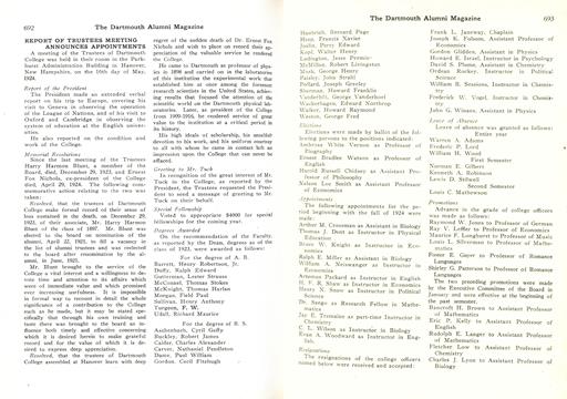 Special Fellowship, Page: 692 - June 1924 | Dartmouth Alumni Magazine