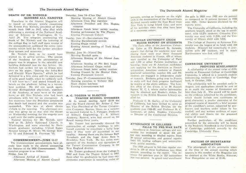 DEATH OF DR. NICHOLS SADDENS ALL HANOVER