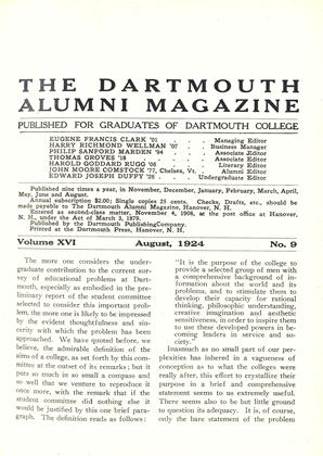 August 1924 | Dartmouth Alumni Magazine