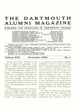 November, 1924 | Dartmouth Alumni Magazine