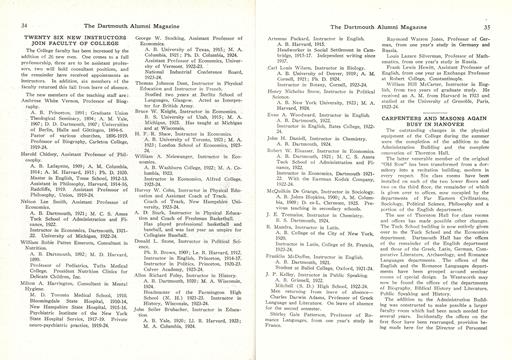 TWENTY SIX NEW INSTRUCTORS JOIN FACULTY OF COLLEGE, Page: 34 - November, 1924 | Dartmouth Alumni Magazine