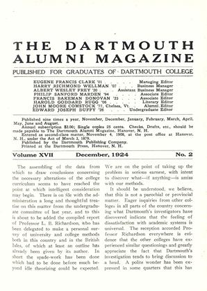 December 1924 | Dartmouth Alumni Magazine