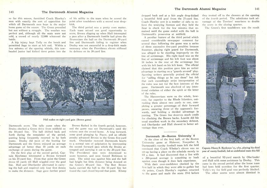 Dartmouth 38—Boston University 0