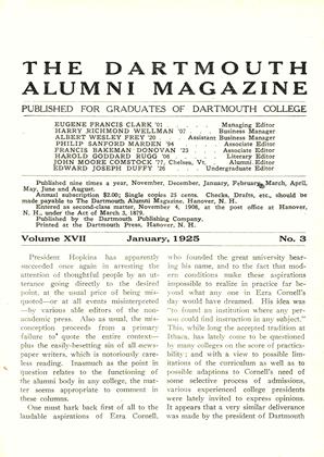 January, 1925 | Dartmouth Alumni Magazine