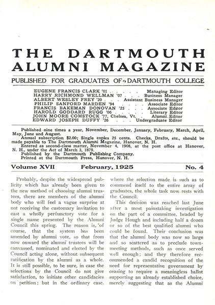 Issue: - February 1925 | Dartmouth Alumni Magazine