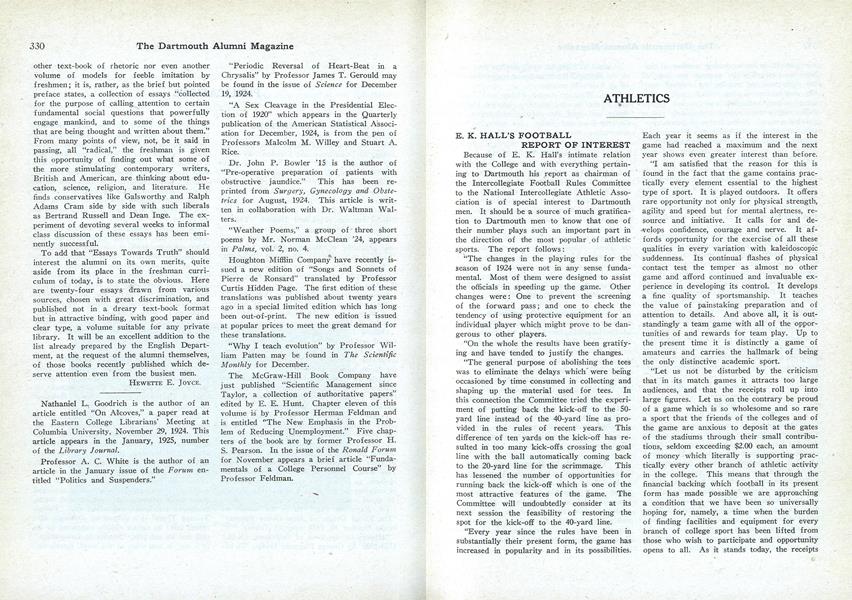 E. K. HALL'S FOOTBALL REPORT OF INTEREST