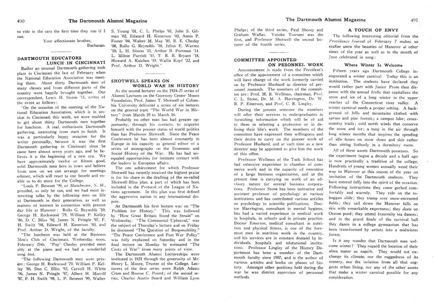COMMITTEE APPOINTED ON PESONNEL WORK