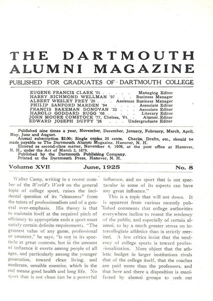 Issue: - June 1925 | Dartmouth Alumni Magazine