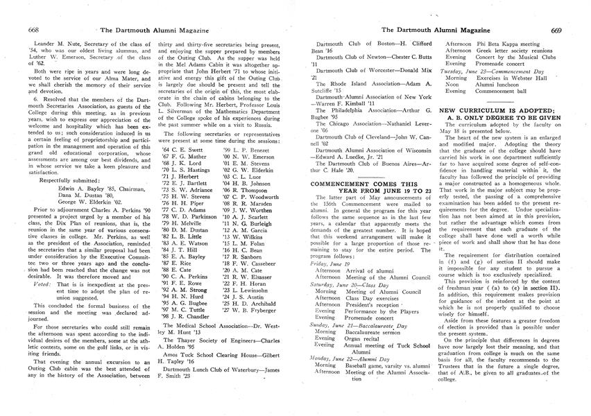 NEW CURRICULUM IS ADOPTED; A. B. ONLY DEGREE TO BE GIVEN